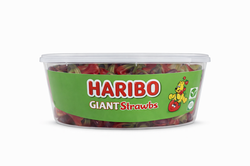 Haribo Giant Strawbs Tub – 825g ex store