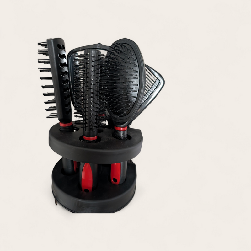 7-Piece Hair Brush & Comb Set with Rotating Stand ex