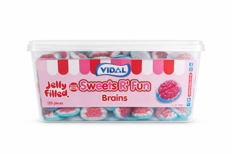 Vidal Jelly-Filled Brain Gummies – 120ct Tub | Bulk Sweets Pick & Mix