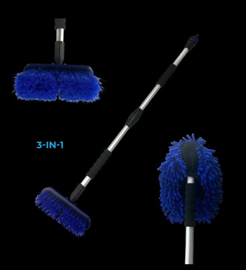 Simply Auto 3-in-1 Car Wash Brush Set | Telescopic Pole & Hose Connector T