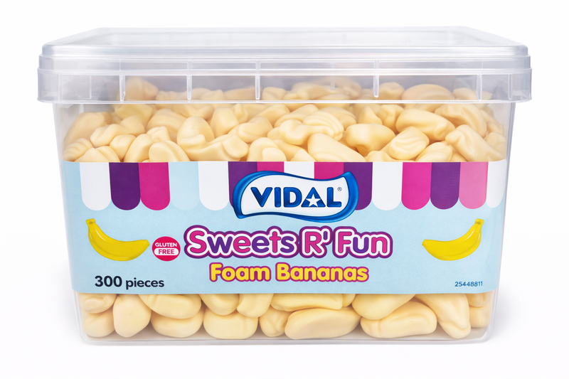 Vidal Foam Bananas Tub | 300 Pieces | Retro Gluten Free Sweets x