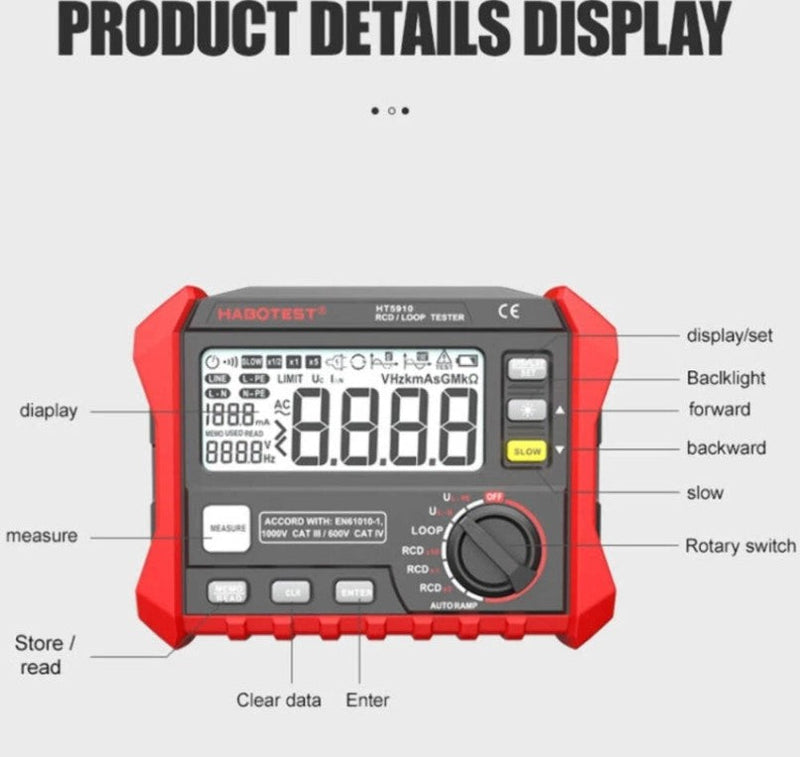 RCD & Loop Tester – Professional Electrical Installation Tester ex