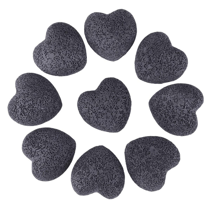 Rockcloud Black Lava Rock Heart-Shaped Pocket Stones - 0.9 Inch, 10 Pcs | Aromatherapy Diffuser Set