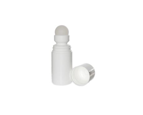 Roll On Container, White Plastic (50 ml)