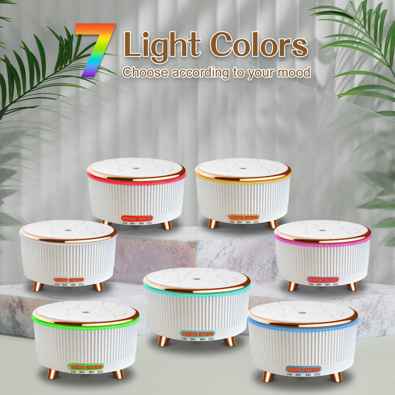 Roonbo 500ml Essential Oil Diffuser – 7-Color Lights, 3 Mist Modes, Auto-Off, White