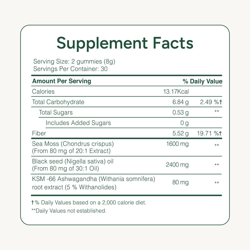 ROOT LABS Sea Moss Gummies – 92+ Minerals, KSM-66 Ashwagandha, Black Seed Oil | 60 Gummies