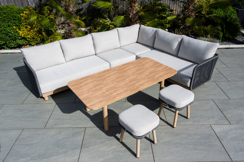 BUXTON -Rope Weave Corner Set with High Table and 2 Stools