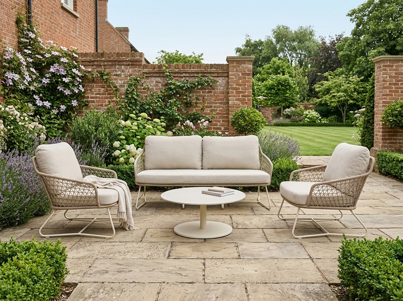 Tampa Lounge Set with Rope Weave & Sintered Stone Table