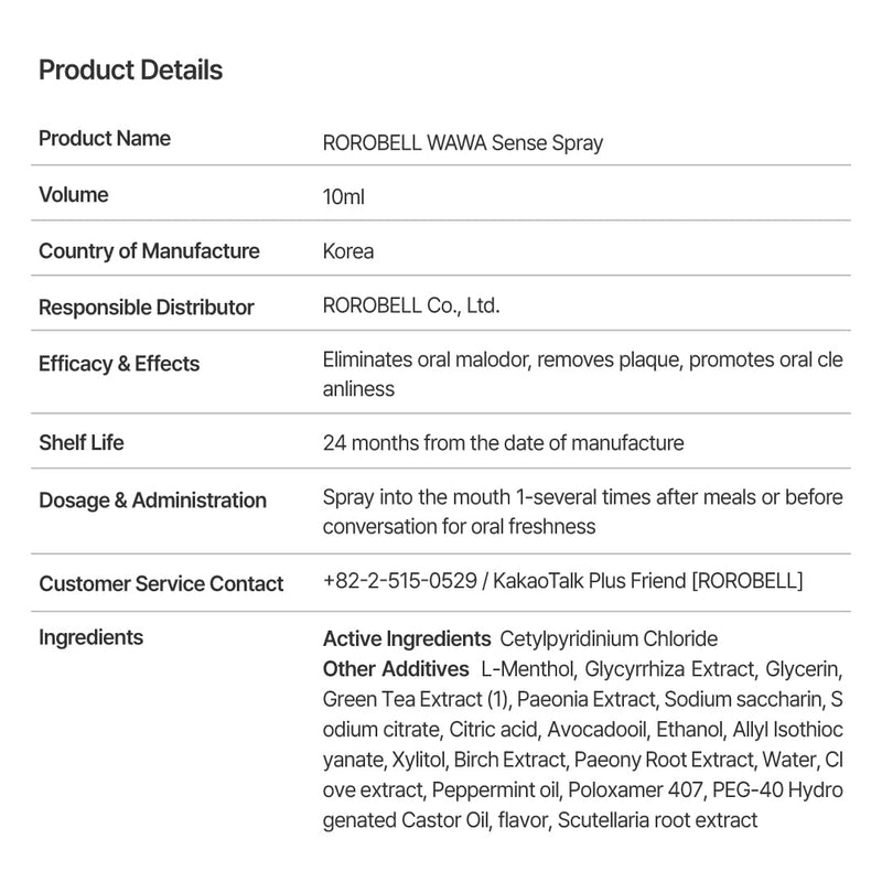 ROROBELL Wawa Sense Spray Oral Care – Fights Bad Breath (1/3 Fl Oz)