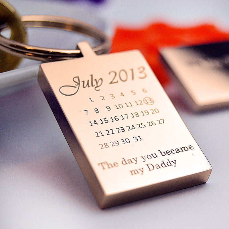 Rose Gold Keyring – Personalised Engraved Calendar Keychain | Unique Gift Idea