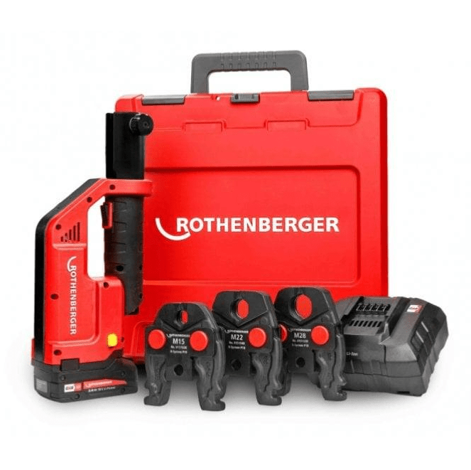 Rothenberger Romax Compact III Press Jaw Set with Jaws, Battery, Charger and Case