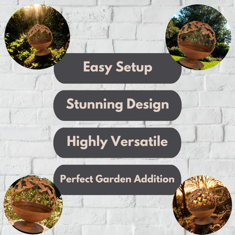 64cm Bird Design Fire Pit Globe with 360° Flame View