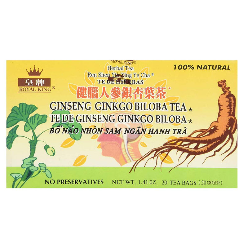 Royal King Ginseng Ginkgo Biloba Tea (20 Tea Bags) - 3 Box Pack