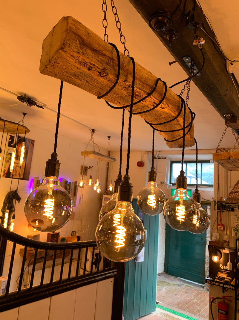 Rustic Ancient Oak Wrap Chandelier | Reclaimed Beam Kitchen & Dining Lighting