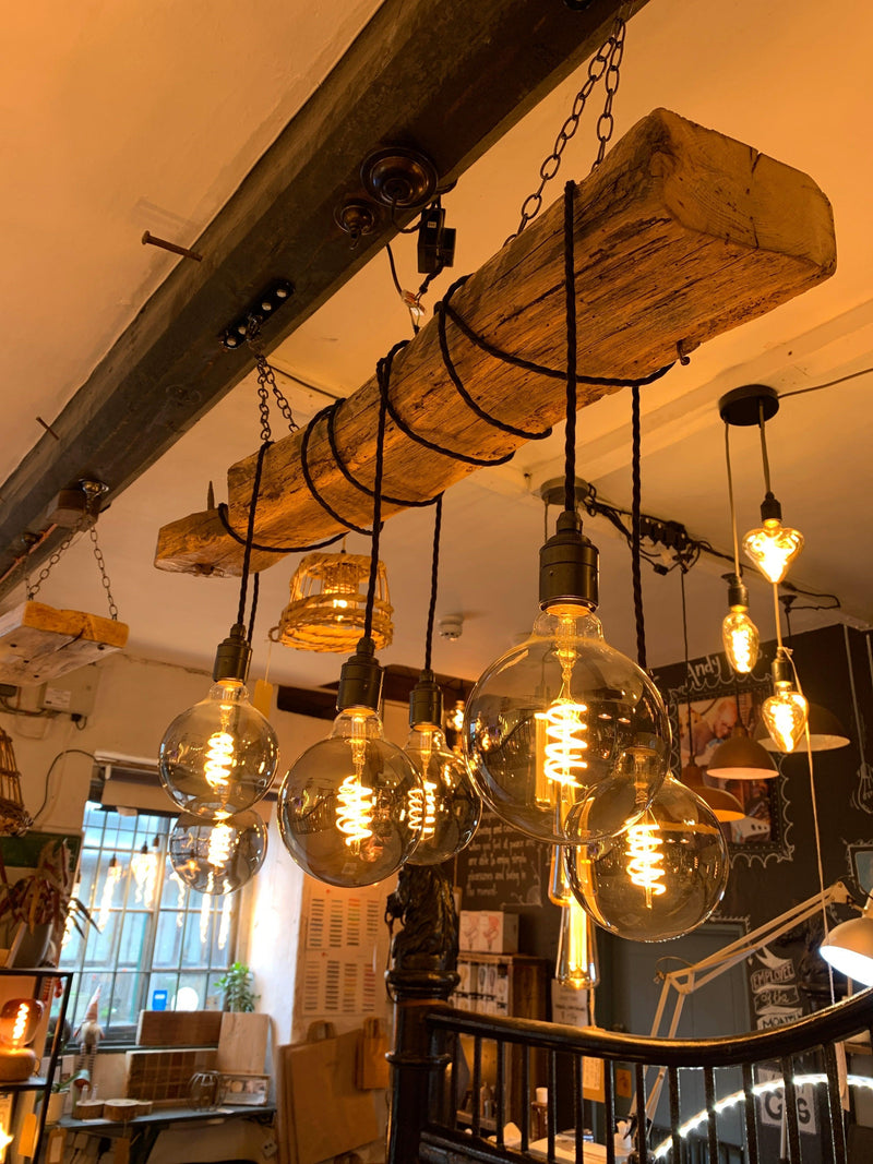 Rustic Ancient Oak Wrap Chandelier | Reclaimed Beam Kitchen & Dining Lighting