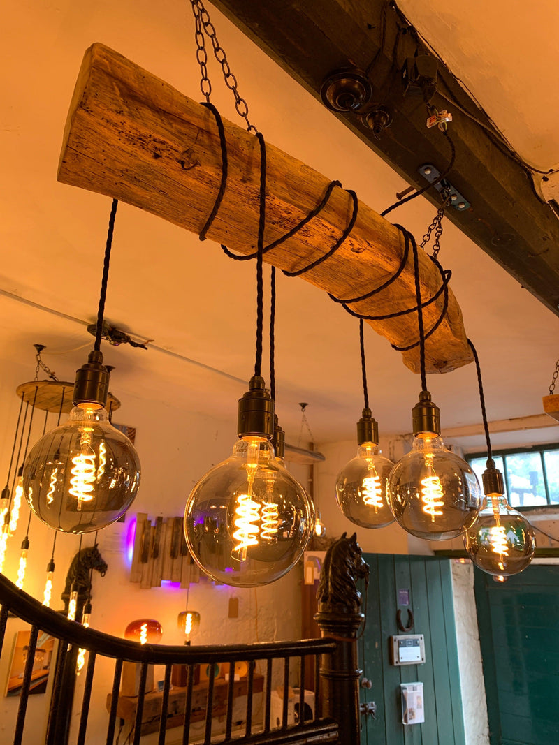 Rustic Ancient Oak Wrap Chandelier | Reclaimed Beam Kitchen & Dining Lighting