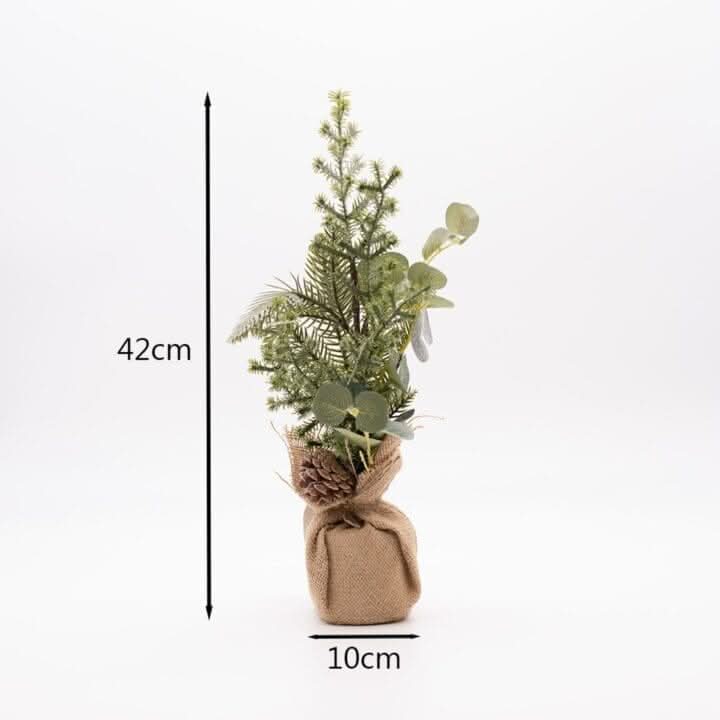Pinecone and Eucalyptus Artificial Mini Tree Decoration in Jute Bag