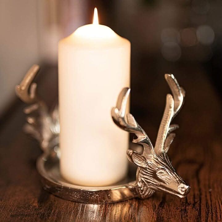 Dual Reindeer Head Candle Holder