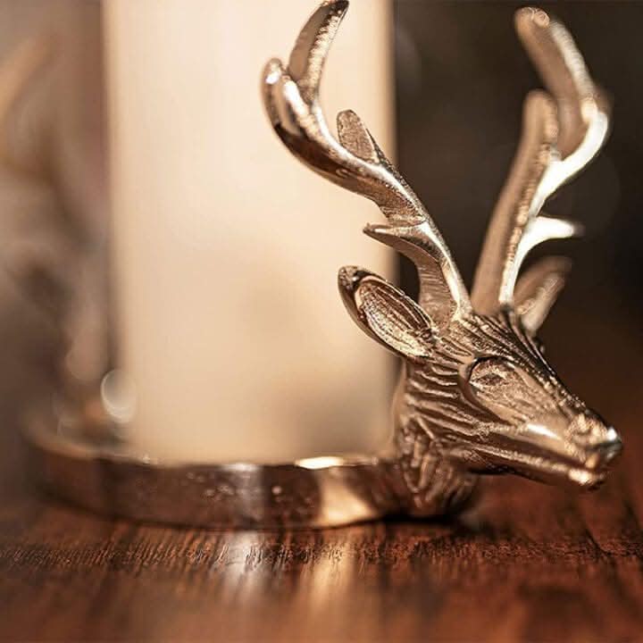 Dual Reindeer Head Candle Holder