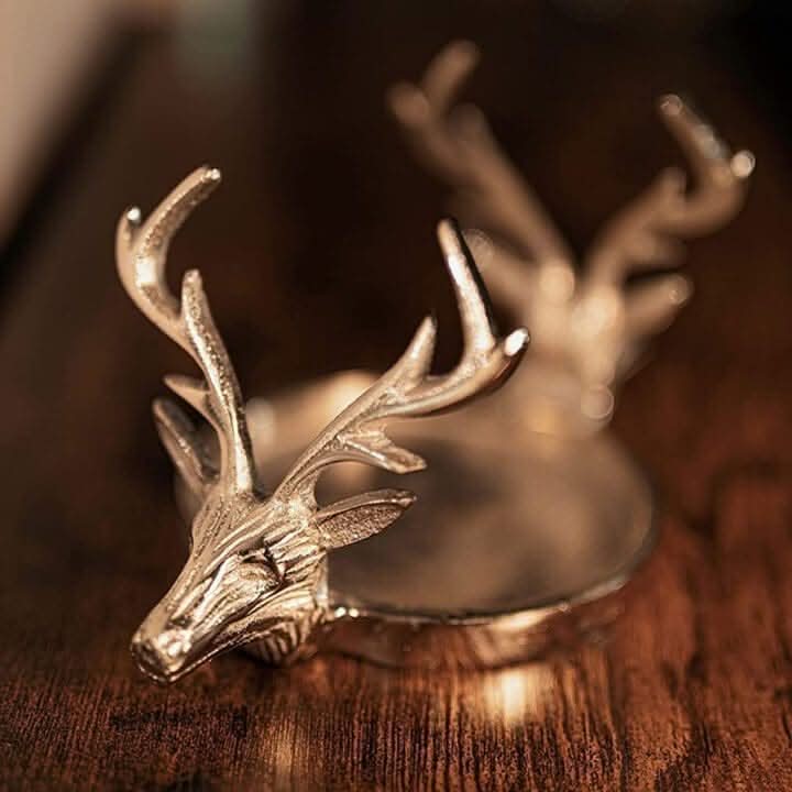 Dual Reindeer Head Candle Holder