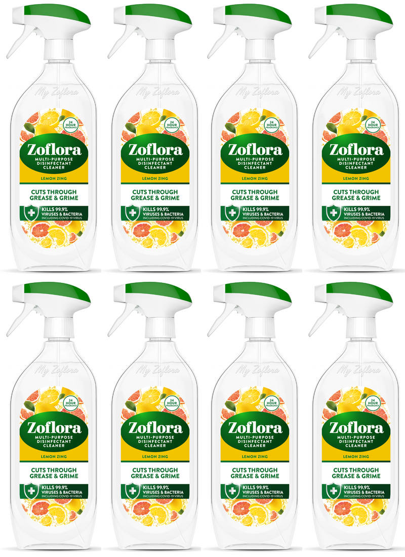 8 x Zoflora Multi Purpose Cleaner Lemon Zing - 800ML