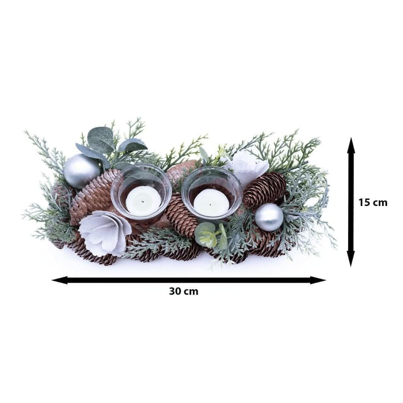 Double Pine Cone Tea Light Holder Decoration