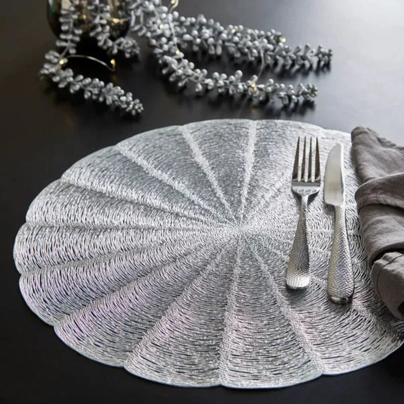 Set of 6 Silver Leaf Placemats & Coasters