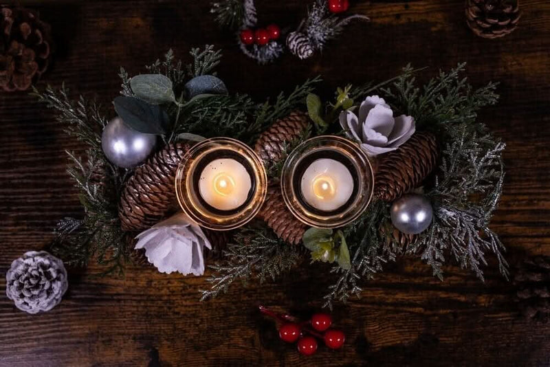 Double Pine Cone Tea Light Holder Decoration