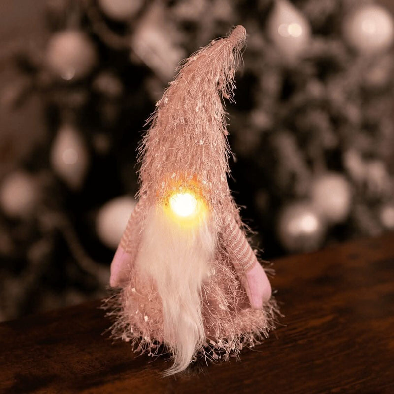Plush Pink Christmas Santa Light Up Gonk