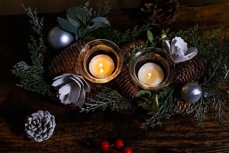 Double Pine Cone Tea Light Holder Decoration