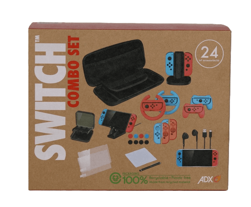 Nintendo Switch 24-In-1 Mega Bundle - Charging Stand Case Wheels & More