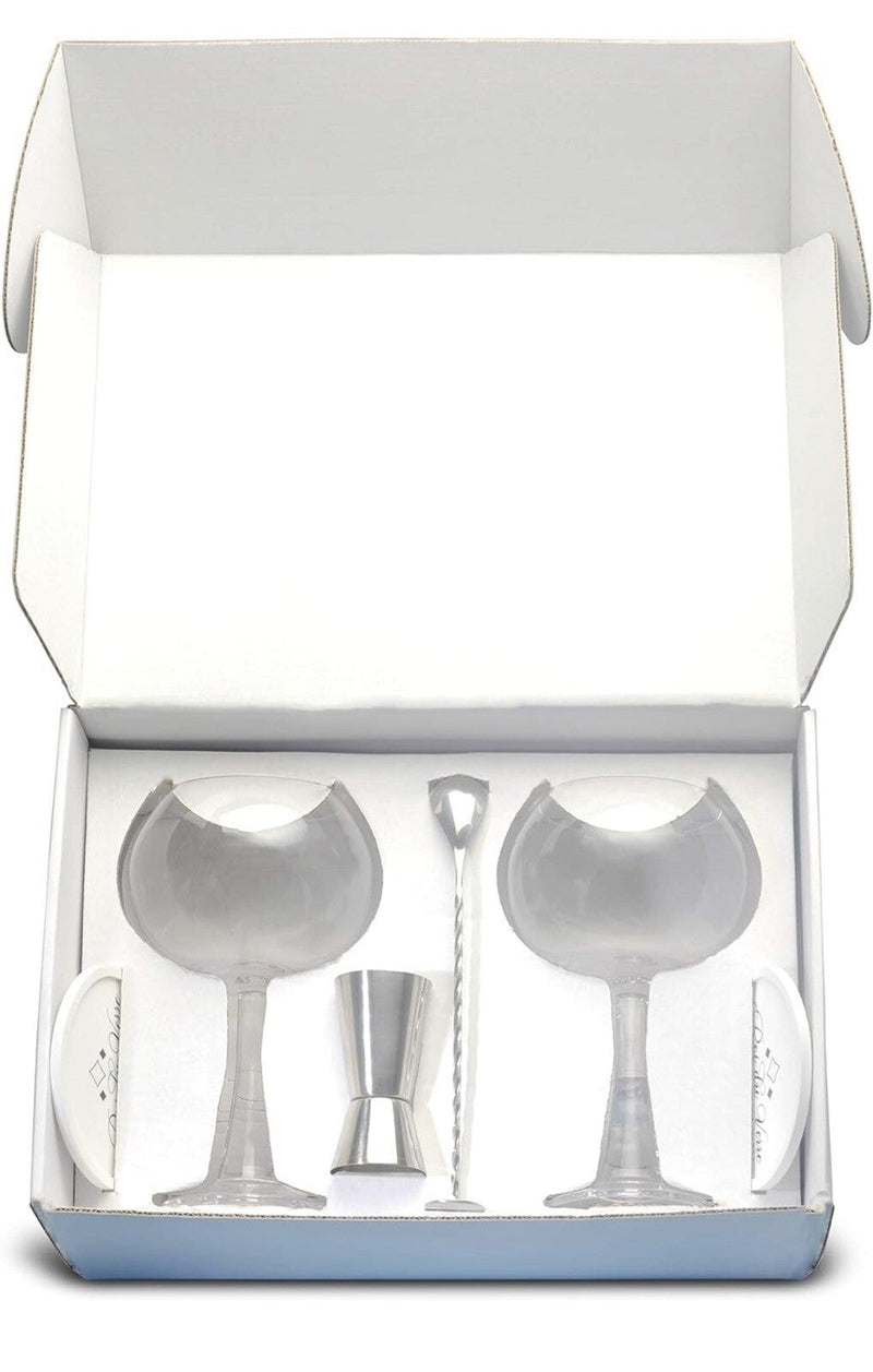 Gin Glass Cocktail Set with 2 Balloon 680ml, Cocktail Spoon, Measuring Cup