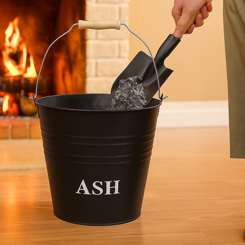 12L Fireside Metal Ash Bucket With Lid