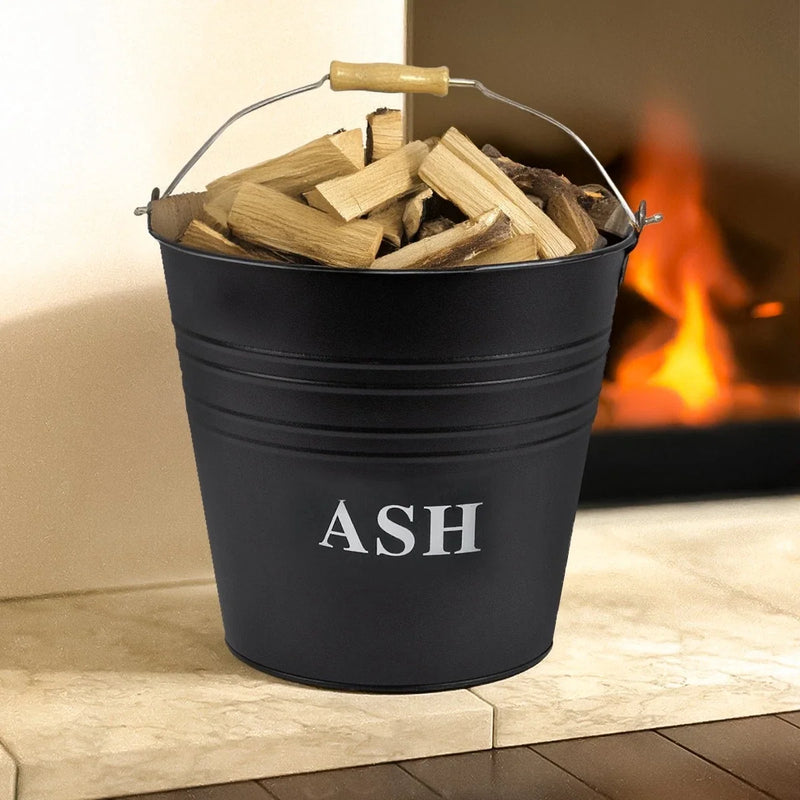 12L Fireside Metal Ash Bucket With Lid