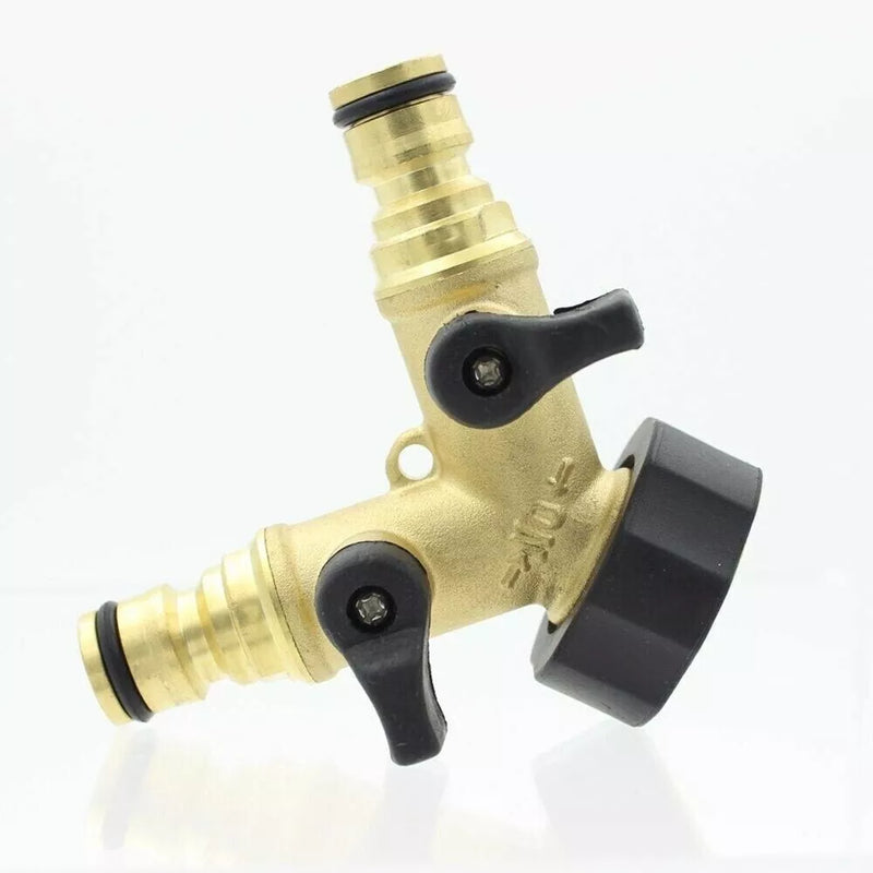 Brass 2-Way Double Garden Tap Adapter