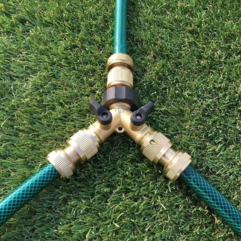 Brass 2-Way Double Garden Tap Adapter