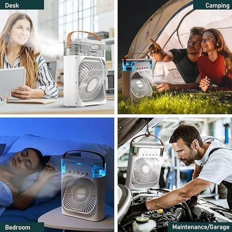 Portable Air Cooler Fan with Humidifier, USB Powered, 3-Speed Control, LED Display