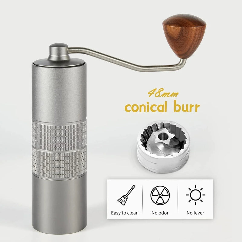 CONQUECO Manual Coffee Grinder Burr: Portable Stainless Steel Conical Burr Bean