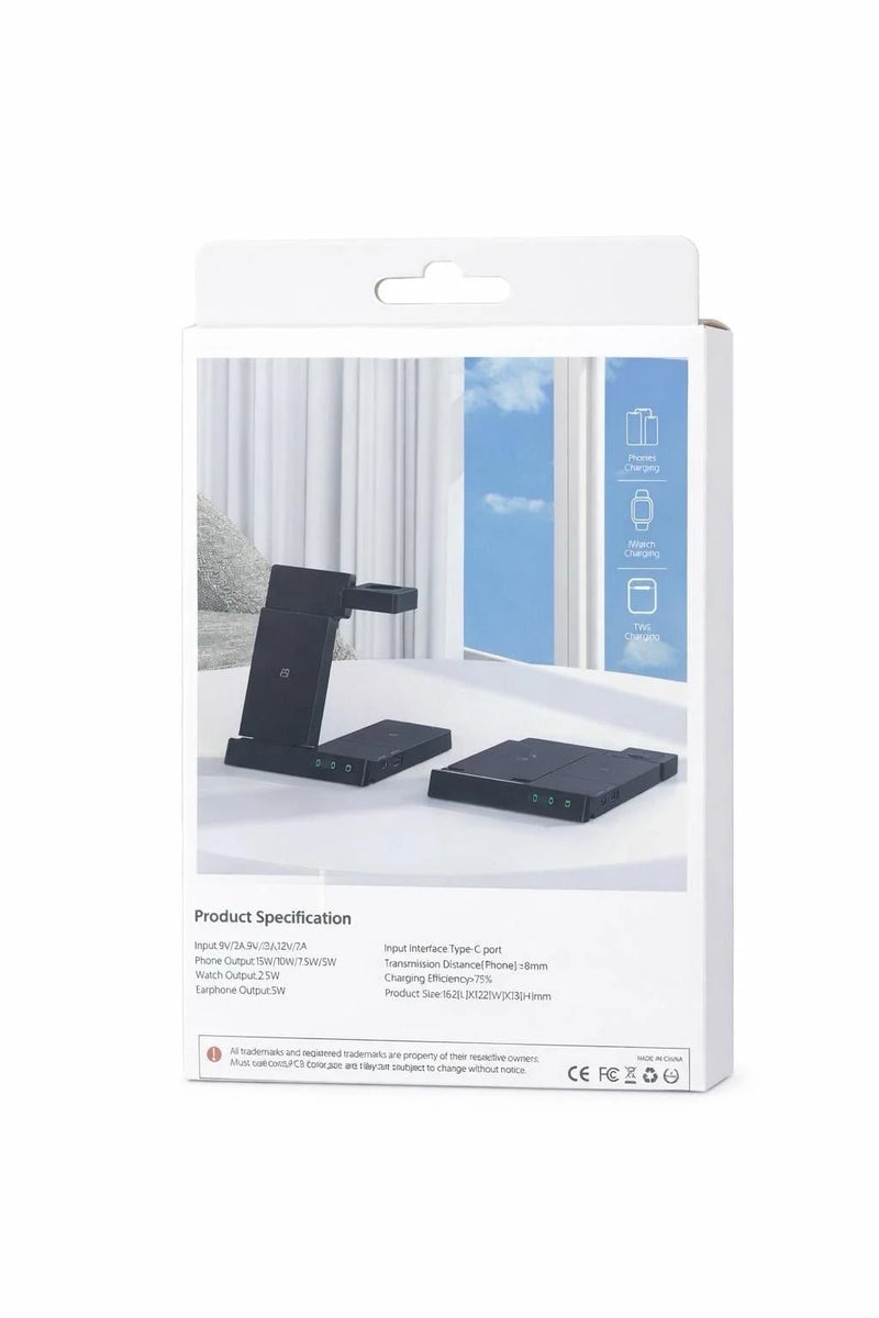 YF-6 6 in 1 Wireless Charger 15W Fast Charging Station Foldable Stand