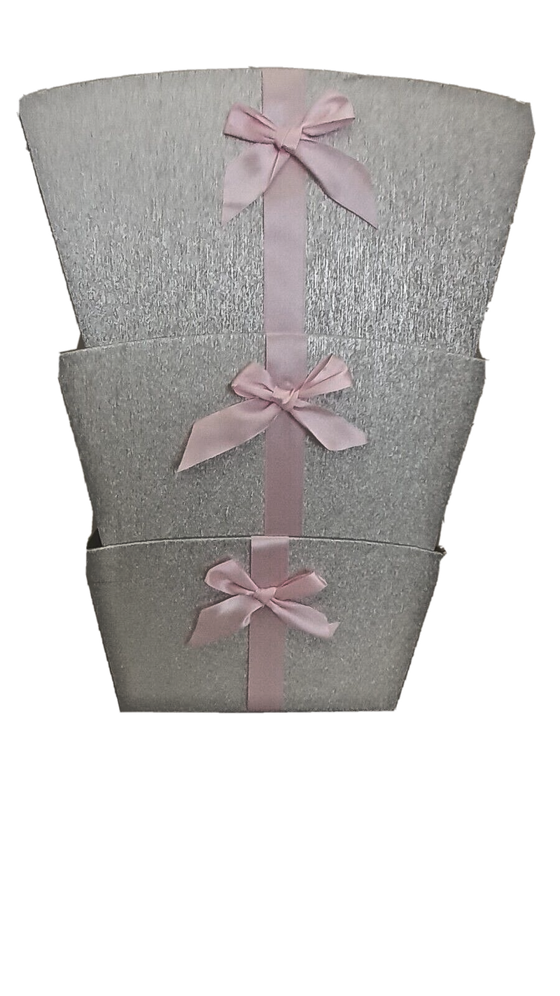 3 SILVER HAMPER TRAY GIFT BOXES 3 SET BOX PRESENT LARGE MEDIUM & SMALL