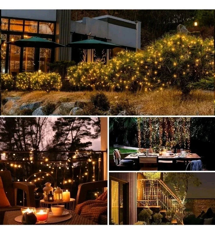 2 Pack Solar powered String Lights Outdoor Garden Waterproof 10M x2 Fairy 8 Mode