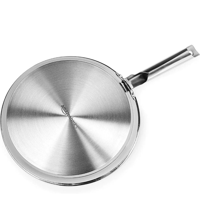 Full Induction Stainless Steel 3pc Fry pan Set with Universal Lid, 20/24/28 cm