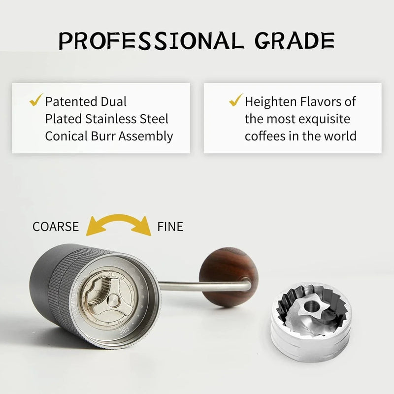 CONQUECO Manual Coffee Grinder Burr: Portable Stainless Steel Conical Burr Bean
