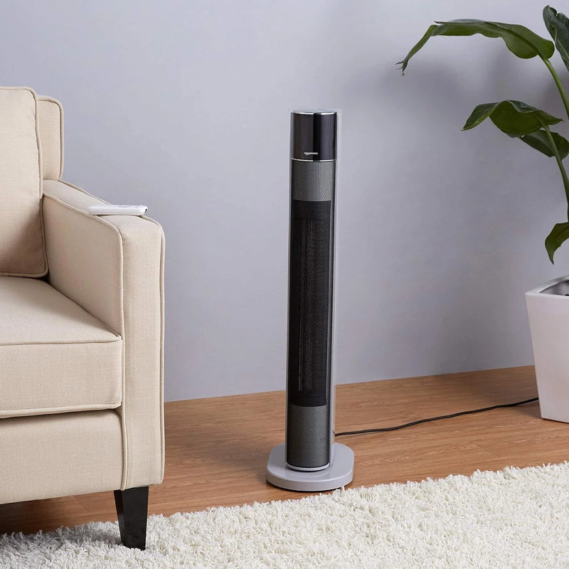 AmazonBasics Eco Tower Heater — 3 Heat Settings, 2 Fan Speeds, Oscillating