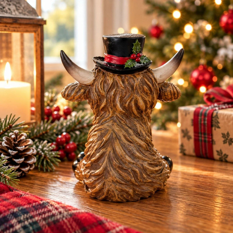 Set of 2 Christmas Highland Cow Ornaments