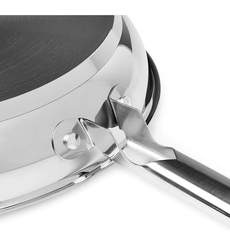 Full Induction Stainless Steel 3pc Fry pan Set with Universal Lid, 20/24/28 cm