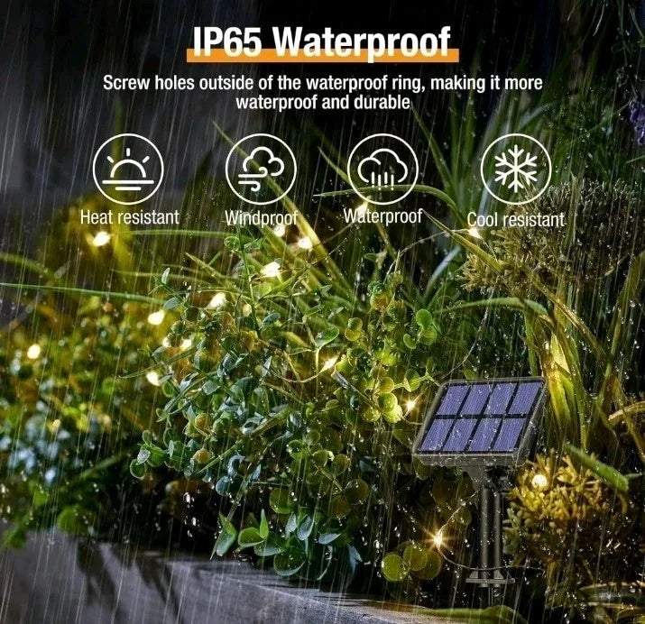2 Pack Solar powered String Lights Outdoor Garden Waterproof 10M x2 Fairy 8 Mode