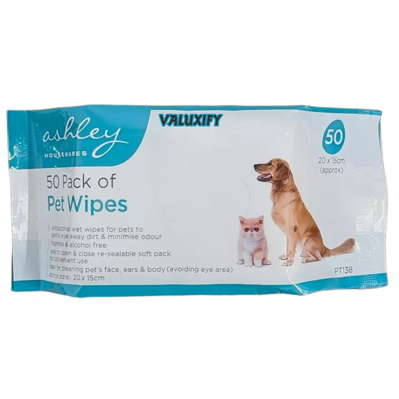 50 Pack All Purpose Antibacterial PET WIPES for daily Cleaning
