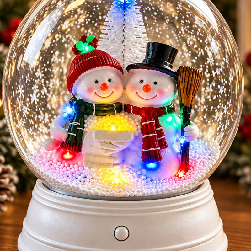Musical Christmas Snow Globe with Snowmen & LED Lights
