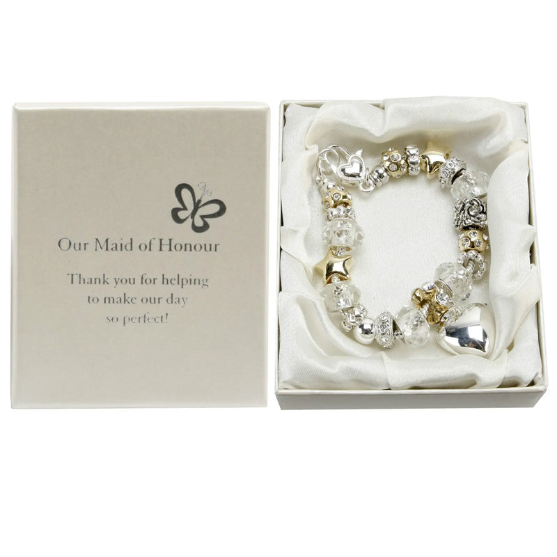 Amore Silver and Gold Bead Charm Bracelet - Maid of Honour